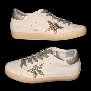 Golden Goose White and Gold Sneakers Size 38
